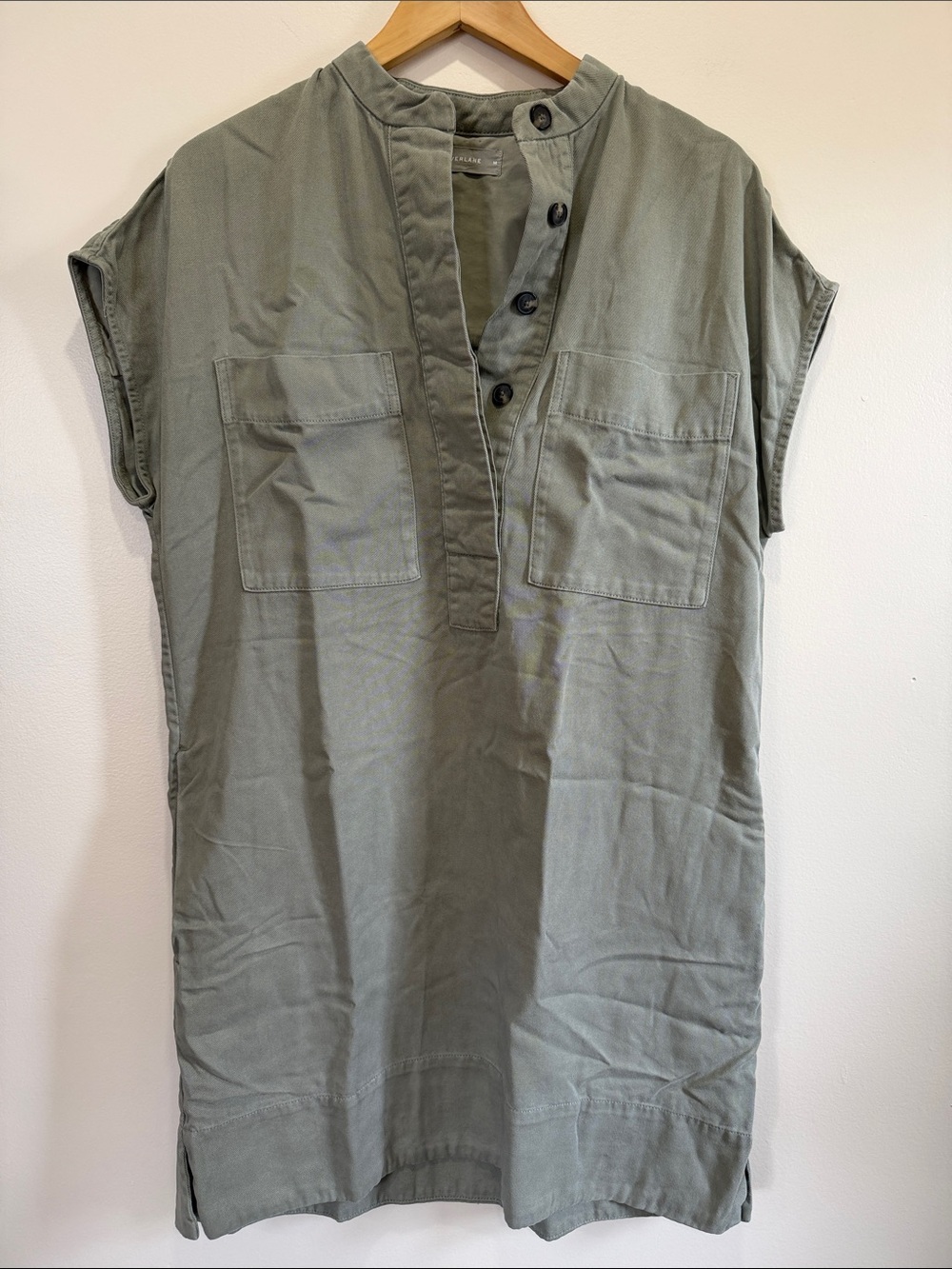 Everlane The Tencel Easy Workwear Dress MIDI Olive Green - Picture 12 of 16